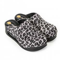 Airmax Gri Leopar Desenli Ortopedik Sabo Terlik
