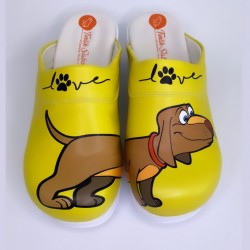 Airmax Sarı Köpek Desenli Ortopedik Sabo Terlik