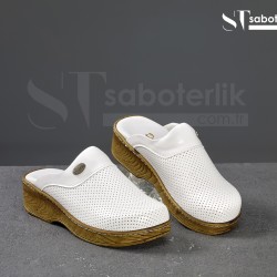 Ortopedik Beyaz Brown Taban Sabo Terlik  