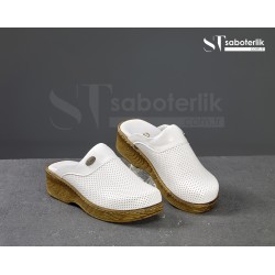 Ortopedik Beyaz Brown Taban Sabo Terlik  
