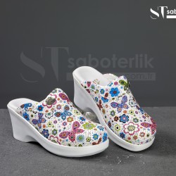 Ortopedik Beyaz Kelebek Desenli DolguTaban Sabo Terlik Ortopedik Beyaz Kelebek Desenli DolguTaban Sabo Terlik