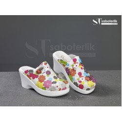 Ortopedik Büyük Çiçekli Dolgu  Taban Sabo Terlik  
