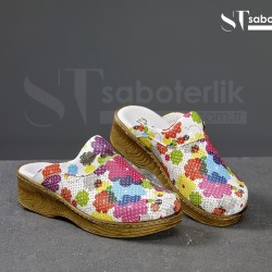 Ortopedik Büyük Çiçekler Brown Taban Sabo Terlik