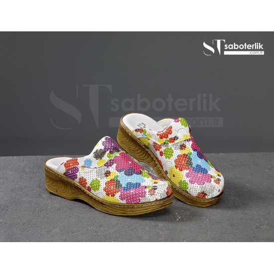 Ortopedik Büyükler Çİçekler Brown Taban Sabo Terlik