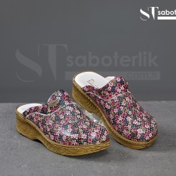Ortopedik Çiçek Desenli Brown Taban Sabo Terlik  