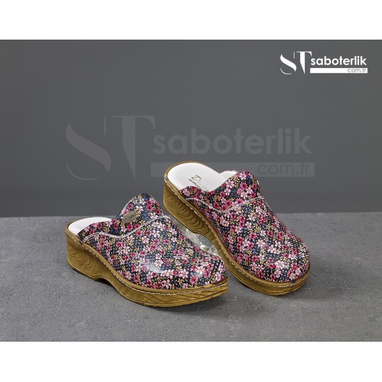 Ortopedik Çiçek Desenli Brown Taban Sabo Terlik Ortopedik Çiçek Desenli Brown Taban Sabo Terlik