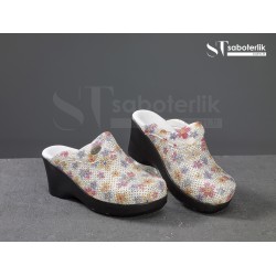 Ortopedik Çiçek Desenli Dolgu  Taban Sabo Terlik  