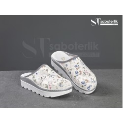 Ortopedik Çiçekli  Traktör Taban Sabo Terlik  