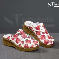 Ortopedik Gül Desenli Brown Taban Sabo Terlik Ortopedik Gül Desenli Brown Taban Sabo Terlik