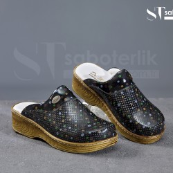 Ortopedik Siyah Puanlı Brown Taban Sabo Terlik Ortopedik Siyah Puanlı Brown Taban Sabo Terlik