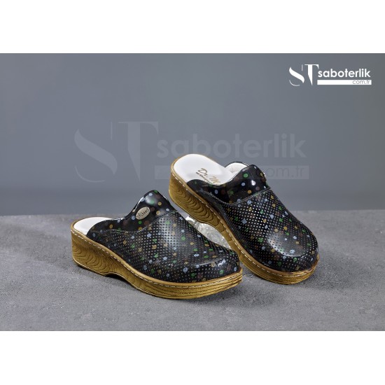 Ortopedik Siyah Puanlı Brown Taban Sabo Terlik Ortopedik Siyah Puanlı Brown Taban Sabo Terlik