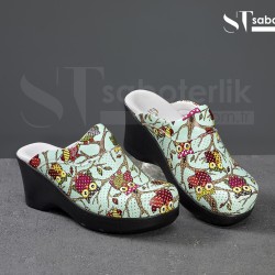 Ortopedik Yeşil Baykuşlu Dolgu Taban Sabo Terlik Ortopedik Yeşil Baykuşlu Dolgu Taban Sabo Terlik