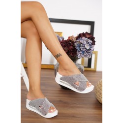 Açık Airmax Çapraz Gümüş Hasır Ortopedik Sabo Terlik Açık Airmax Çapraz Gümüş Hasır Ortopedik Sabo Terlik