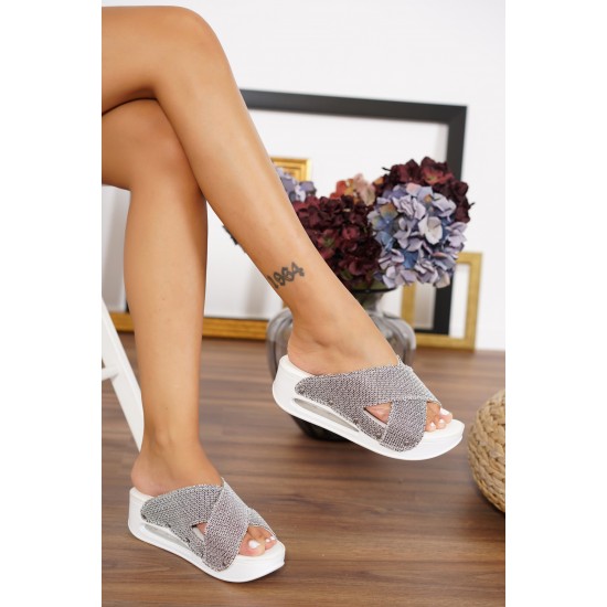 Açık Airmax Çapraz Gümüş Hasır Ortopedik Sabo Terlik Açık Airmax Çapraz Gümüş Hasır Ortopedik Sabo Terlik