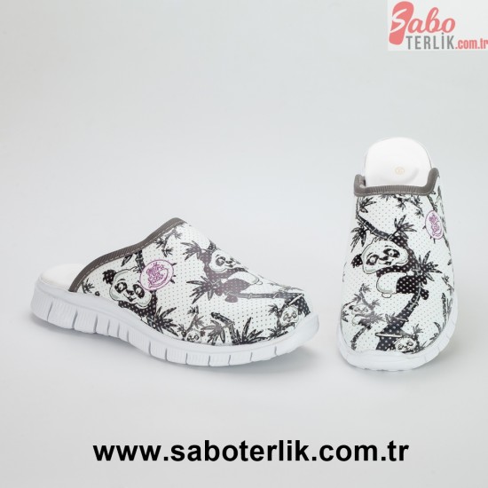 Cushy Ortopedik Beyaz Panda Sabo Terlik