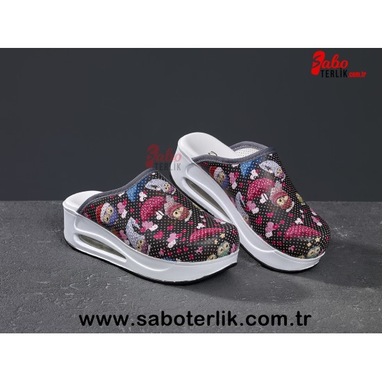 Air Max Siyah Baykuş Desenli Ortopedik Sabo Terlik Air Max Siyah Baykuş Desenli Ortopedik Sabo Terlik