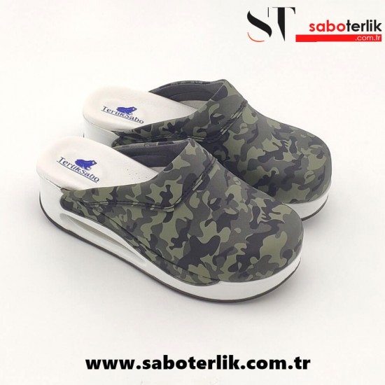 Air Max Yeşil Kamuflaj Taban Ortopedik Sabo Terlik Air Max Yeşil Kamuflaj Taban Ortopedik Sabo Terlik
