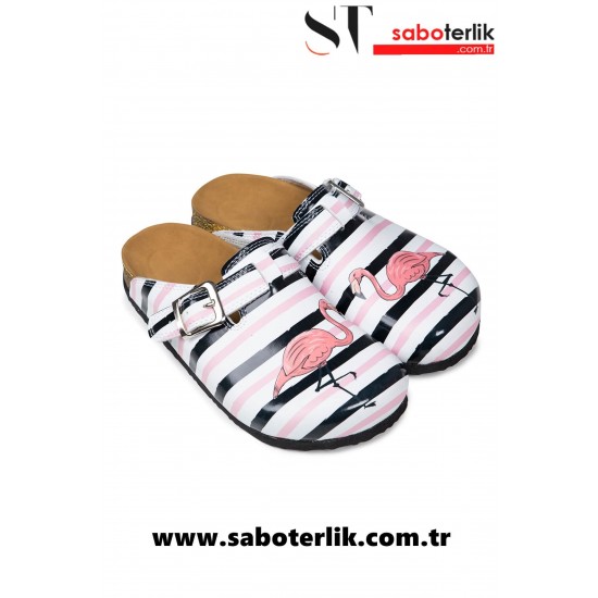 Mantar Taban Flamingo Desenli Ortopedik Sabo Terlik