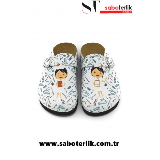 Mantar Taban Hemşire Temali Ortopedik Sabo Terlik Mantar Taban Hemşire Temali Ortopedik Sabo Terlik