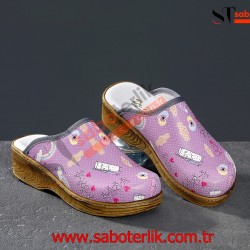 Ortopedik Lila Desenli Brown Sabo Terlik Ortopedik Lila Desenli Brown Sabo Terlik