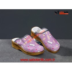 Ortopedik Lila Desenli Brown Sabo Terlik Ortopedik Lila Desenli Brown Sabo Terlik