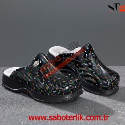 Klasik Renkli Siyah Ortopedik Bayan Sabo Terlik Klasik Renkli Siyah Ortopedik Bayan Sabo Terlik
