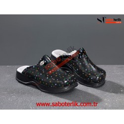 Klasik Renkli Siyah Ortopedik Bayan Sabo Terlik Klasik Renkli Siyah Ortopedik Bayan Sabo Terlik