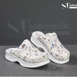 Klasik Çiçekli Ortopedik Bayan Sabo Terlik