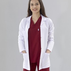 Bayan Doktor Klasik Yaka Beyaz Önlük 
