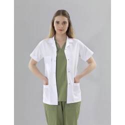 Bayan Doktor  Kısa Kol Beyaz Önlük 