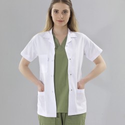 Bayan Doktor  Kısa Kol Beyaz Önlük 