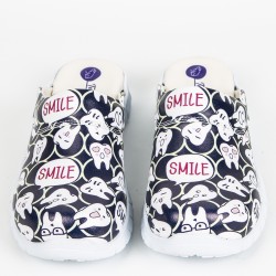 Cushy Ortopedik Lacivert Smile Diş Temalı Siyah Taban Sabo Terlik Cushy Ortopedik Lacivert Smile Diş Temalı Siyah Taban Sabo Terlik