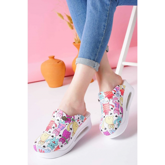 Air Max Renkli Kedi Yüz Desenli Ortopedik Sabo Terlik Air Max Renkli Kedi Yüz Desenli Ortopedik Sabo Terlik