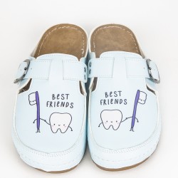 5 Nokta Anatomik Terlik Sabo Mavi Best Friends Diş Desenli 5 Nokta Anatomik Terlik Sabo Mavi Best Friends Diş Desenli
