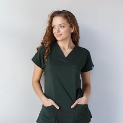 Avcı Yeşili Likralı Forma Takım Flex Kumaş Scrubs 