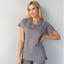 Gri Likralı Forma Takım Flex Kumaş Scrubs 