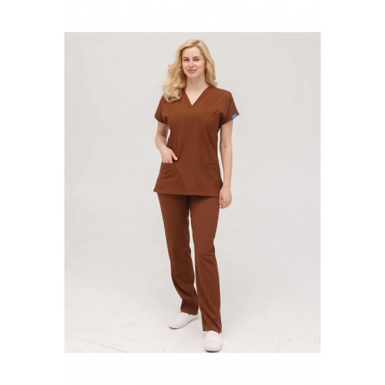 Kahverengi Likralı Forma Takım Flex Kumaş Scrubs Kahverengi Likralı Forma Takım Flex Kumaş Scrubs
