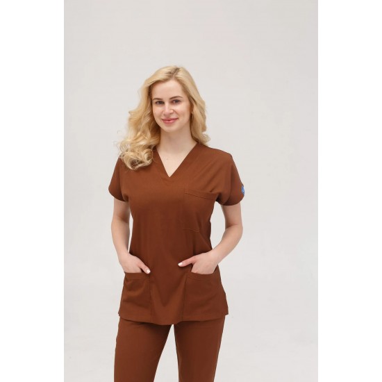 Kahverengi Likralı Forma Takım Flex Kumaş Scrubs Kahverengi Likralı Forma Takım Flex Kumaş Scrubs
