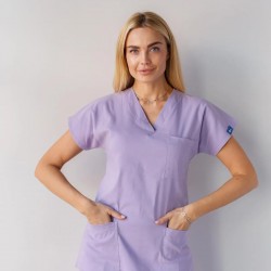Lila Likralı Forma Takım Flex Kumaş Scrubs 