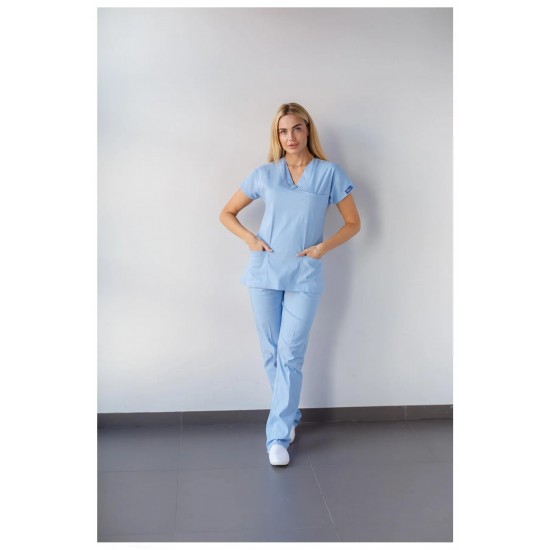 Açık Mavi Likralı Forma Takım Flex Kumaş Scrubs Açık Mavi Likralı Forma Takım Flex Kumaş Scrubs