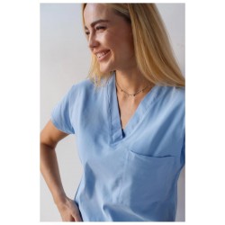Açık Mavi Likralı Forma Takım Flex Kumaş Scrubs 