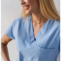Açık Mavi Likralı Forma Takım Flex Kumaş Scrubs 
