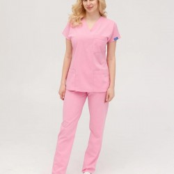 Pembe Likralı Forma Takım Flex Kumaş Scrubs 