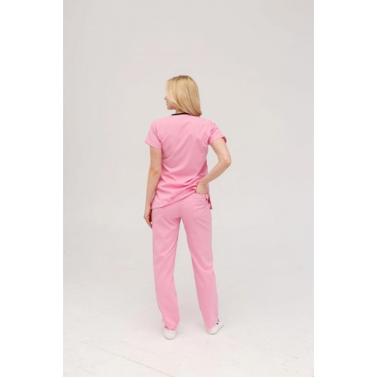 Pembe Likralı Forma Takım Flex Kumaş Scrubs