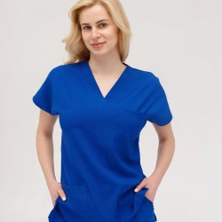 Saks Mavi Likralı Forma Takım Flex Kumaş Scrubs 