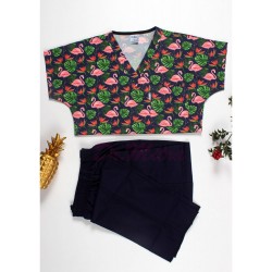 Flamingo Desenli Likralı (Esnek) Greys (Yarasa Kol) Cerrahi Takım Flamingo Desenli Likralı (Esnek) Greys (Yarasa Kol) Cerrahi Takım