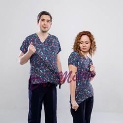 Lacivert Tıp Temalı Likralı Greys Cerrahi Takım Lacivert Tıp Temalı Likralı Greys Cerrahi Takım