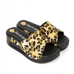 Leopar Desenli Tek Bant Air Sandalet Sabo Terlik