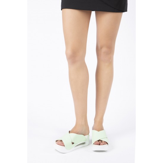 Mint Yeşili Çapraz Air Sandalet Sabo Terlik