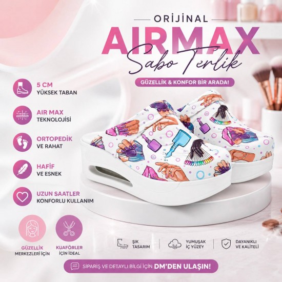 Kuaför Makyöz Desenli Ortopedik Airmax Sabo Terlik Kuaför Makyöz Desenli Ortopedik Airmax Sabo Terlik